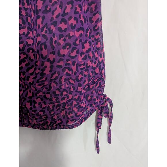 New Dolled Up by Fang Purple Leopard Chiffon Top Large Grunge Y2K Fairy - Picture 3 of 5